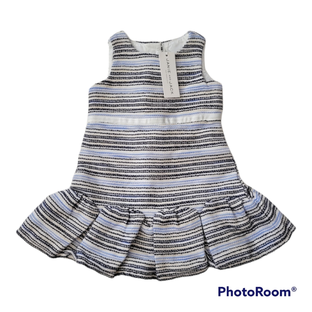 NWT Janie and Jack Toddler Boucle Ruffle Hem Dress and Bloomer Set. Size 12-18M